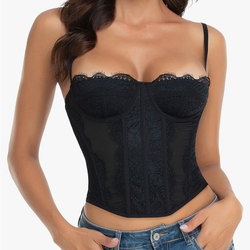 Elegant Black Lace Bustier